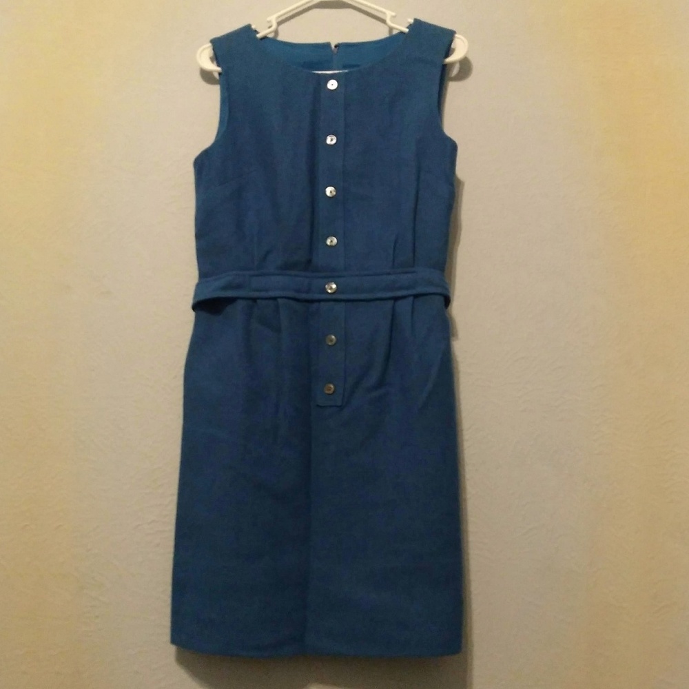Vintage blue button down shirt sheath dress - Picture 1 of 7